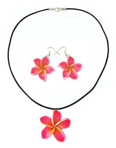 vibrant pink necklace and earrings